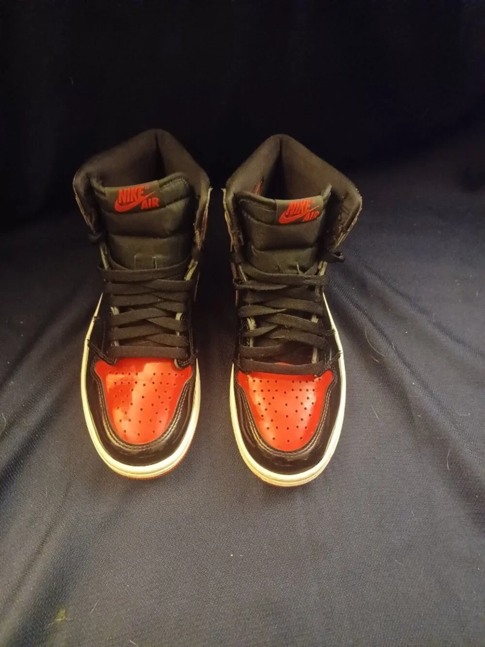 Nike Air Jordan 1 Retro High OG Bred Patent Leather Black Red Size 8